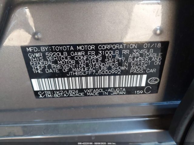 2018 LEXUS LS 500 JTHB5LFF7J5000992 Photo 8