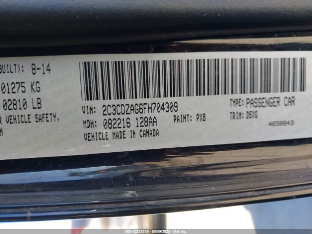 2C3CDZAG6FH704309 Dodge Challenger Sxt
