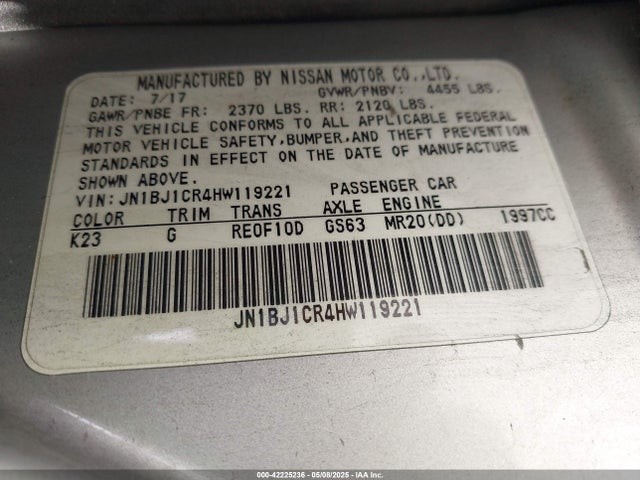 JN1BJ1CR4HW119221 Nissan Rogue Sport Sv
