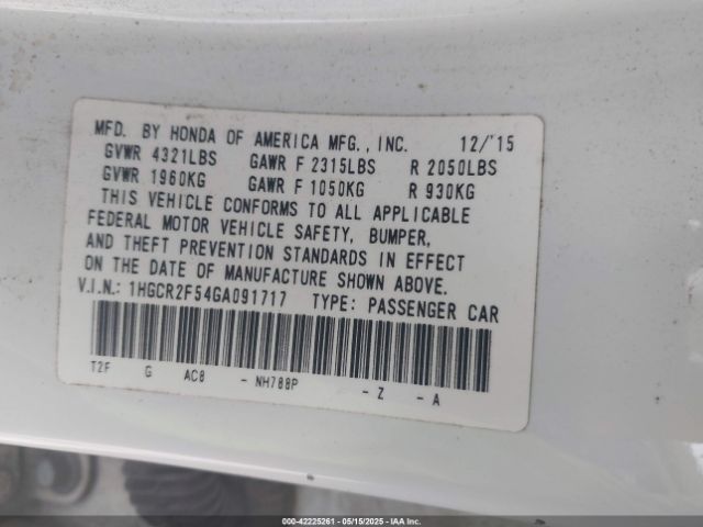 1HGCR2F54GA091717 Honda Accord Sport