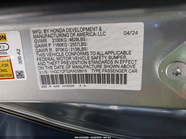 1HGCY2F52RA058818 Honda lfc5