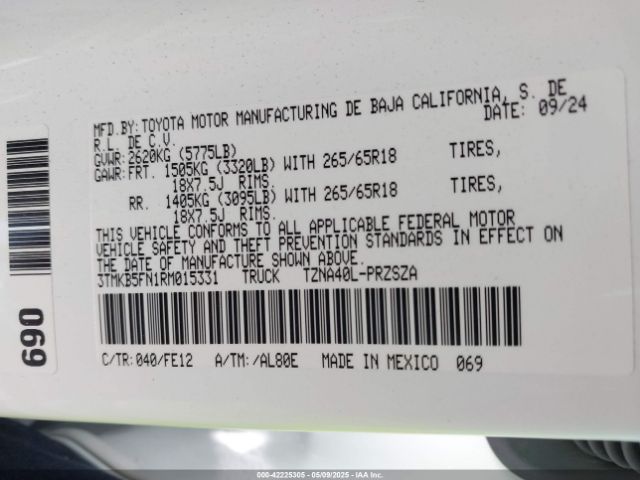 3TMKB5FN1RM015331 Toyota Tacoma Trd Sport 2wd