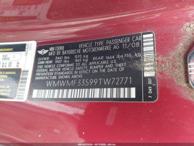 2009 MINI COOPER WMWMF33599TW72771 Photo 8