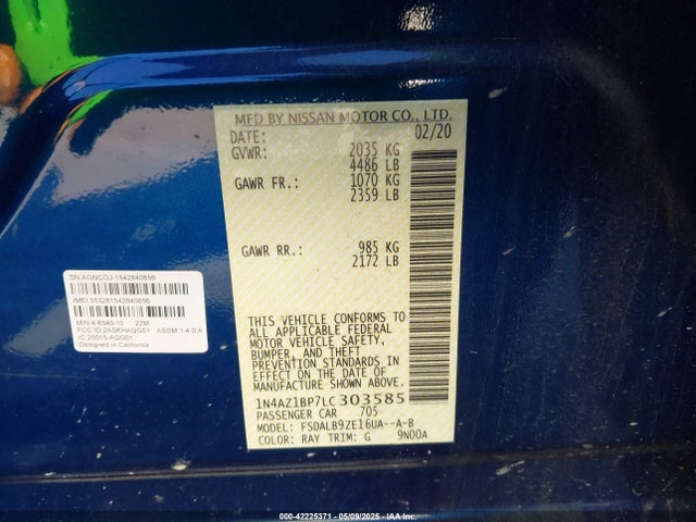 1N4AZ1BP7LC303585 Nissan Leaf S 40 Kwh