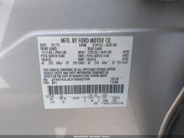 2FMTK4J82FBB82709 Ford EDGE SEL
