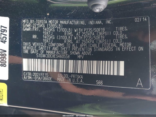 Toyota Sienna Se 8 Passenger 2014 5TDXK3DCXES460558 Image 9