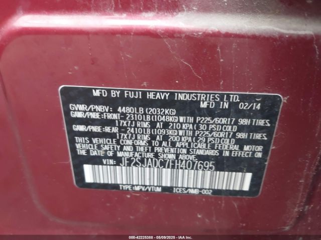 JF2SJADC7FH407695 Subaru Forester 2.5i Premium