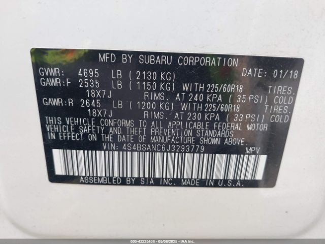 2018 SUBARU OUTBACK 4S4BSANC6J3293779 Photo 8