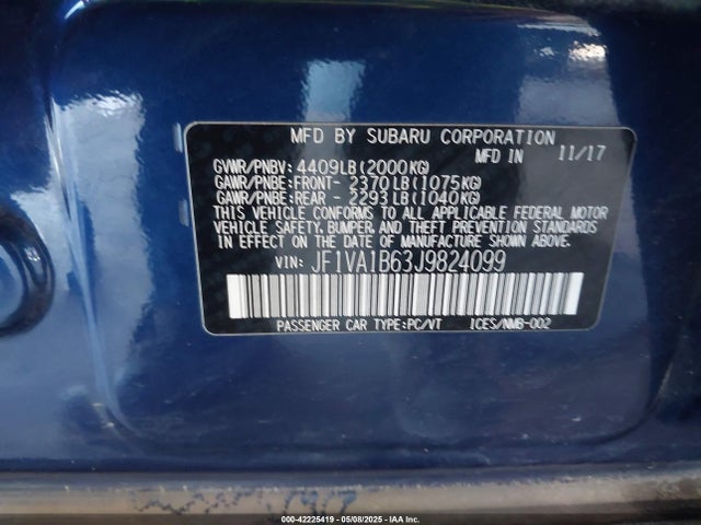 Subaru dib 2018 JF1VA1B63J9824099 Image 9