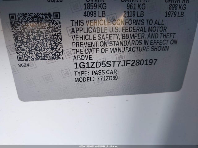 1G1ZD5ST7JF280197 Chevrolet MALIBU LT