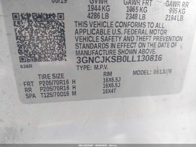 3GNCJKSB0LL130816 Chevrolet Trax Fwd Ls