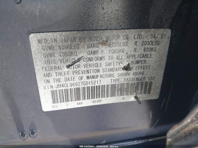 2007 ACURA TSX JH4CL96927C015217 Photo 8