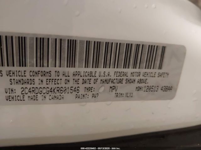 2C4RDGCG4KR601546 Dodge Grand Caravan Sxt