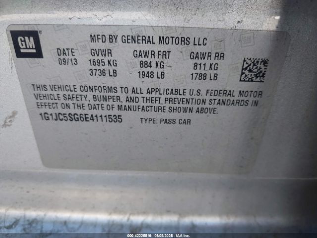 1G1JC5SG6E4111535 Chevrolet Sonic Lt Auto