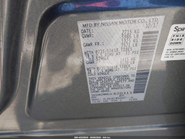 5N1DR2MM6JC620315 Nissan Pathfinder S