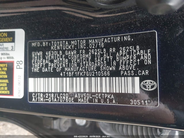 Toyota CAMRY XSE 2016 4T1BF1FK7GU210566 Image 9