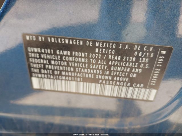 3VWB67AJ1GM401181 Volkswagen Jetta 1.4t Se