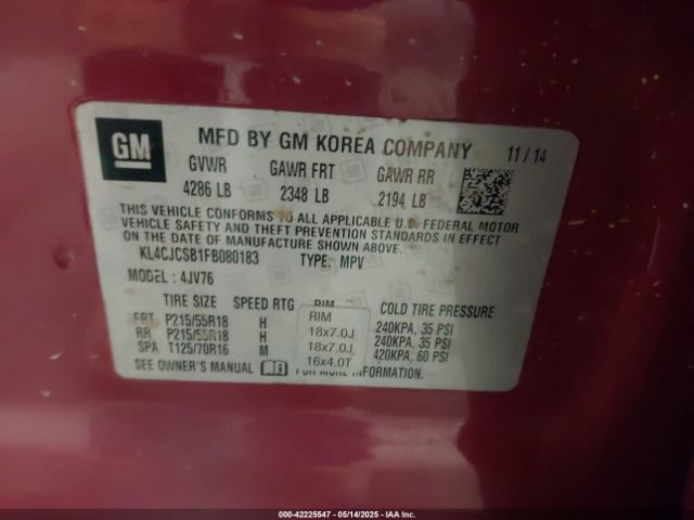 KL4CJCSB1FB080183 Buick Encore Leather
