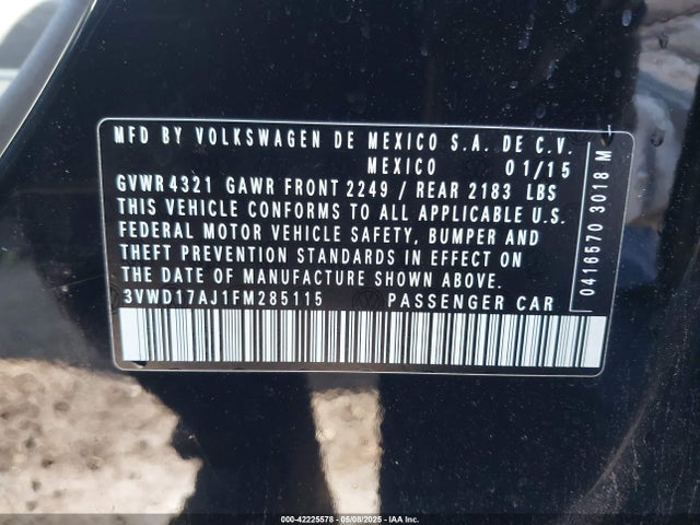 3VWD17AJ1FM285115 Volkswagen Jetta 1.8t Se