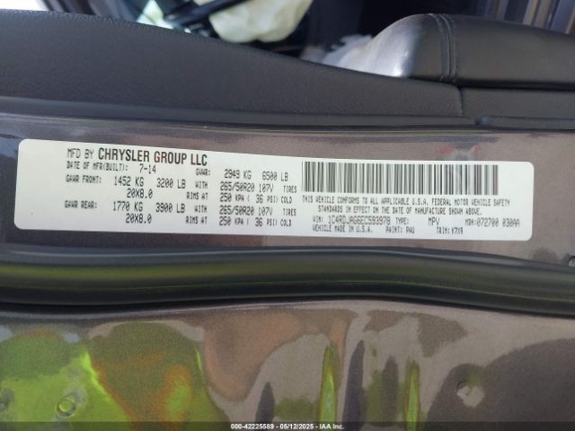 1C4RDJAG6EC593978 Dodge Durango Sxt