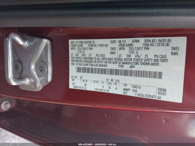 Ford ESCAPE S 2014 1FMCU0F72EUE36690 Image 9