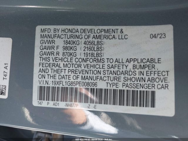 2023 HONDA CIVIC 19XFL1G85PE008096 Photo 8
