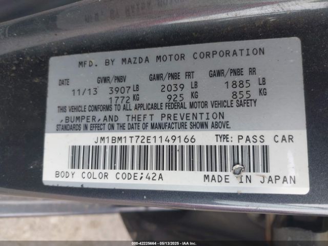 JM1BM1T72E1149166 Mazda Mazda3 I Sv