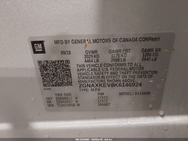 2019 CHEVROLET EQUINOX 2GNAXKEV8K6146924 Photo 8