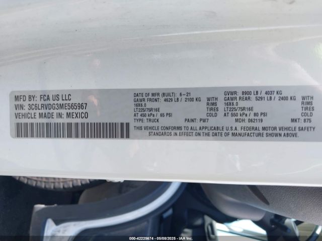 3C6LRVDG3ME565967 RAM Promaster 2500 High Roof 159 Wb