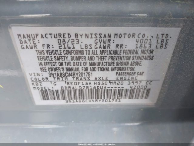 3N1AB8CV4RY201751 Nissan Sentra Sv Xtronic Cvt
