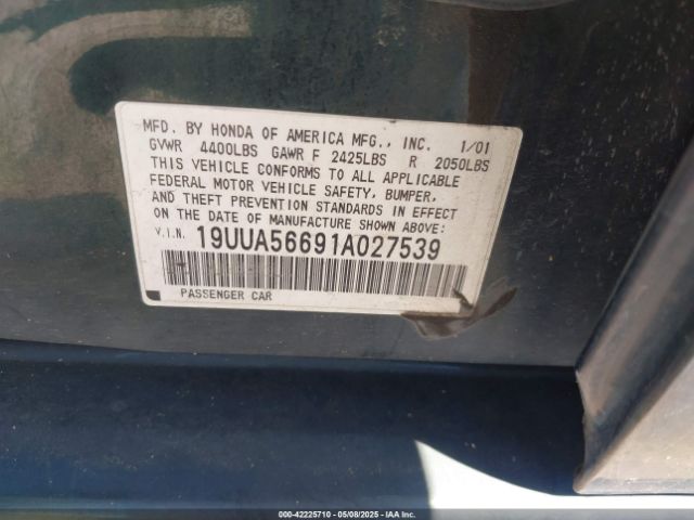 2001 ACURA TL 19UUA56691A027539 Photo 8