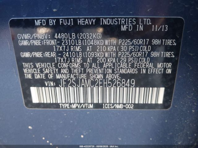 JF2SJAMC2EH526849 Subaru Forester 2.5i Touring
