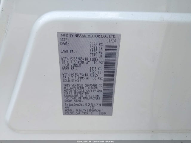 Infiniti QX60 2014 5N1AL0MN2EC523474 Image 9