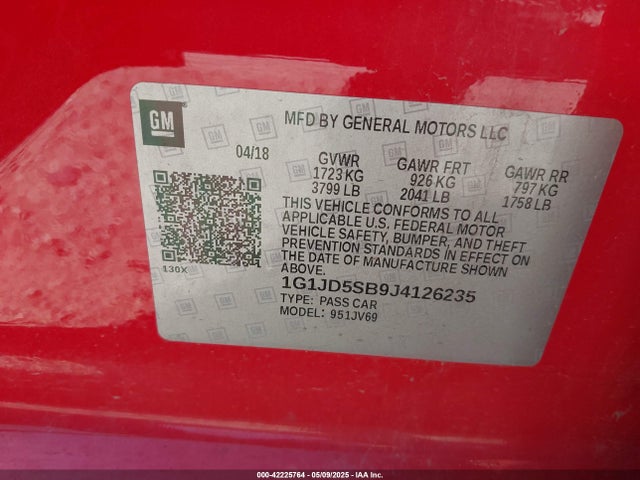 1G1JD5SB9J4126235 Chevrolet Sonic Lt Auto