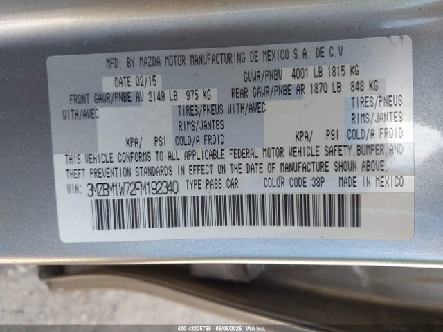 3MZBM1W72FM192340 Mazda pe