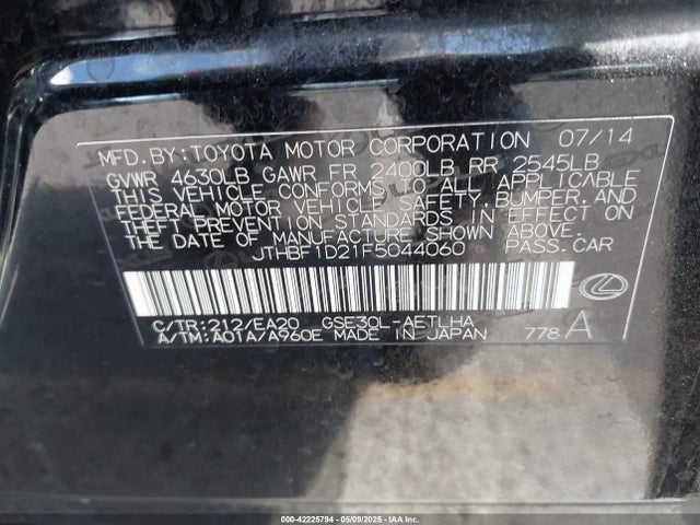 Lexus 4gr-fse 2015 JTHBF1D21F5044060 Image 9