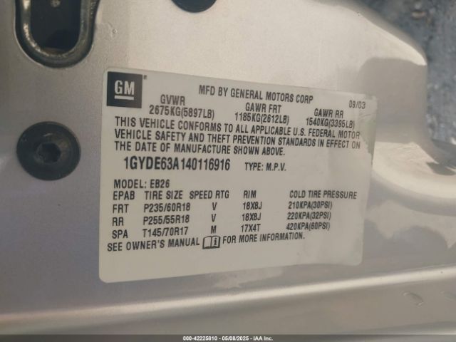 2004 CADILLAC SRX 1GYDE63A140116916 Photo 8