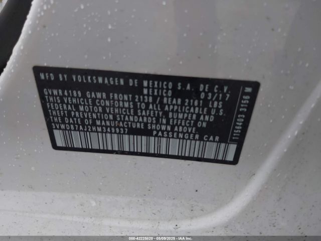 3VWDB7AJ2HM349937 Volkswagen Jetta 1.4t Se