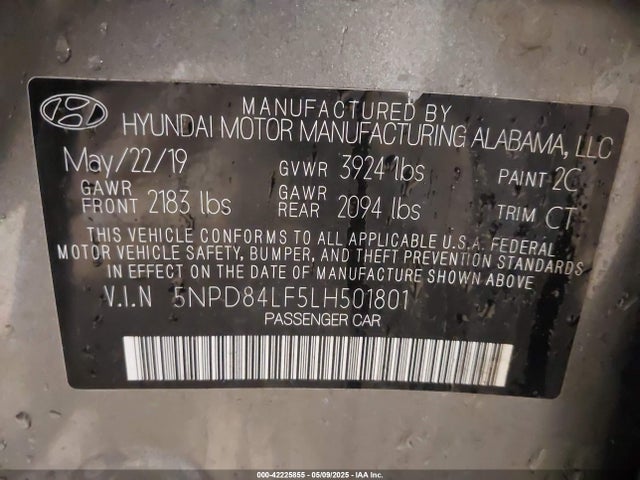 5NPD84LF5LH501801 Hyundai Elantra Limited