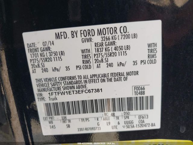 1FTFW1ET3EFC67381 Ford F-150 Fx4