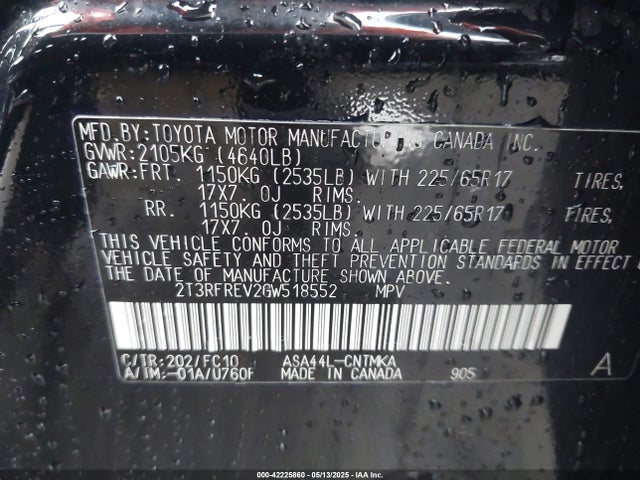 Toyota Rav4 Xle 2016 2T3RFREV2GW518552 Image 9