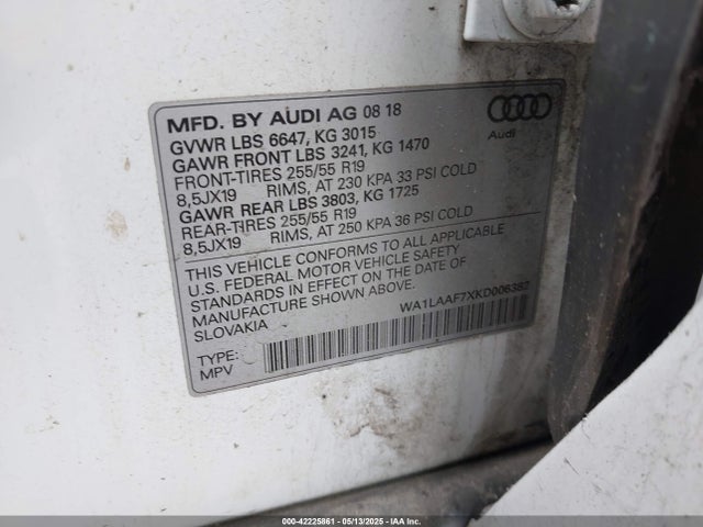 2019 AUDI Q7 WA1LAAF7XKD006382 Photo 8