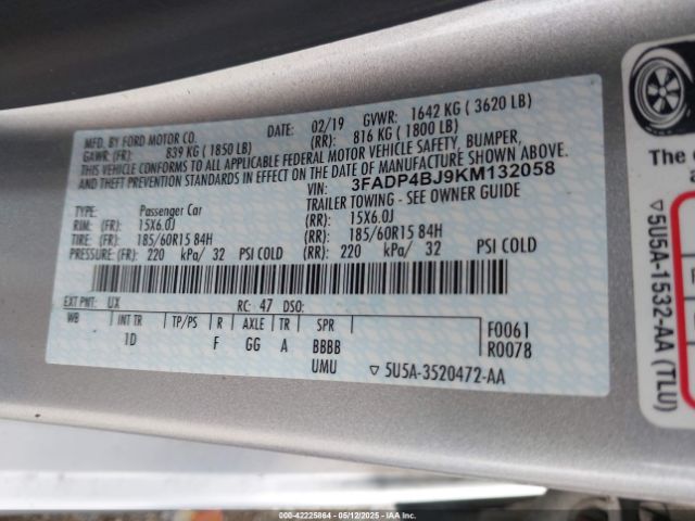 3FADP4BJ9KM132058 Ford FIESTA SE