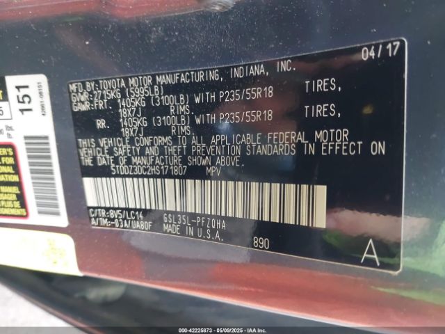 2017 TOYOTA SIENNA 5TDDZ3DC2HS171807 Photo 8