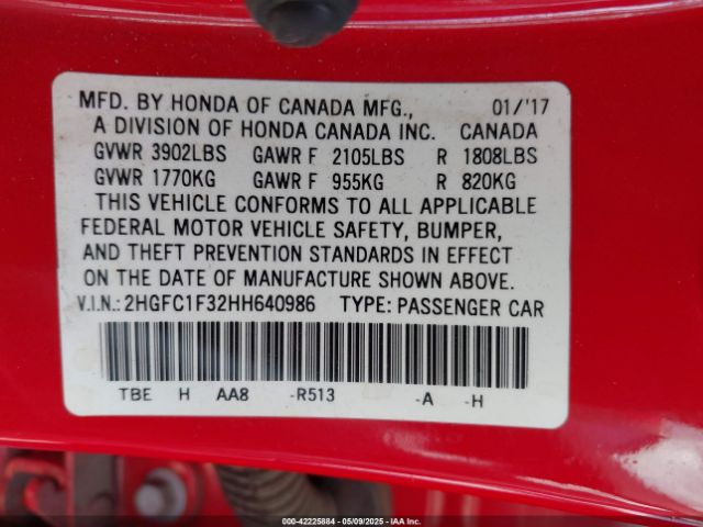 2HGFC1F32HH640986 Honda Civic Ex-t