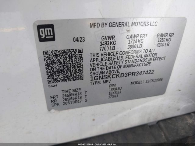 1GNSKCKD3PR347422 Chevrolet Suburban 4wd Lt