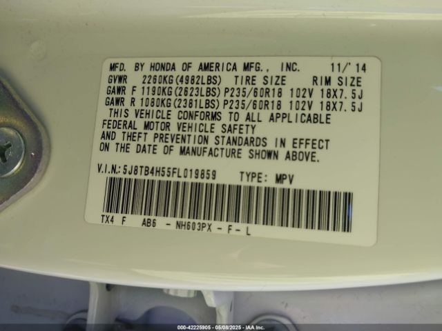 5J8TB4H55FL019859 Acura RDX