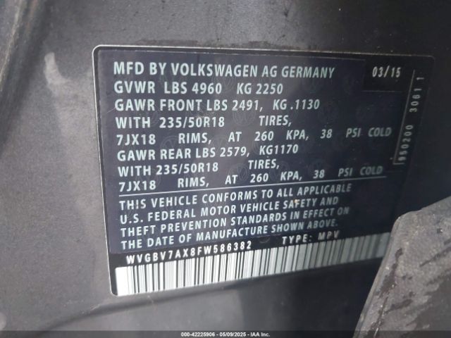 WVGBV7AX8FW586382 Volkswagen TIGUAN SE