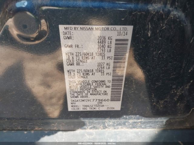 5N1AT2MT2FC779660 Nissan Rogue Sl