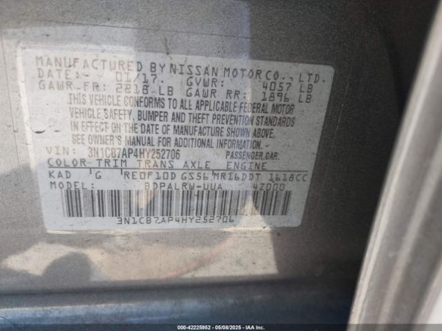 3N1CB7AP4HY252706 Nissan Sentra Sr Turbo